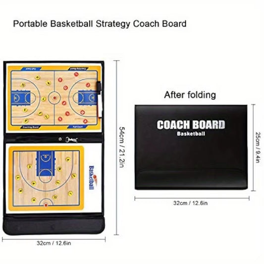 1Pc Magnetic Basketball Coaching Board - All-In-One Portable Clipboard Ergonomic Design Ideal for Basketball Coaches, Trainers