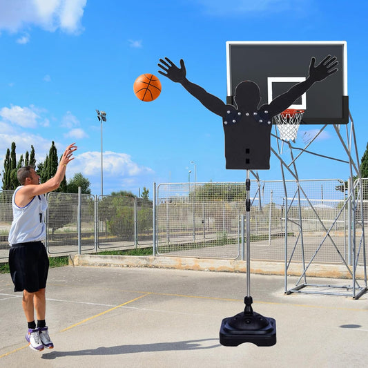 Basketball Dummy Defender Trainer, Height Adjustable Practice Defensive Mannequin for Dribbling Shooting Passing, Portable Practice Defender with Basketball Reaction Sticks to Dribble